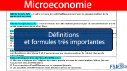Définitions et formules très importantes en Microéconomie