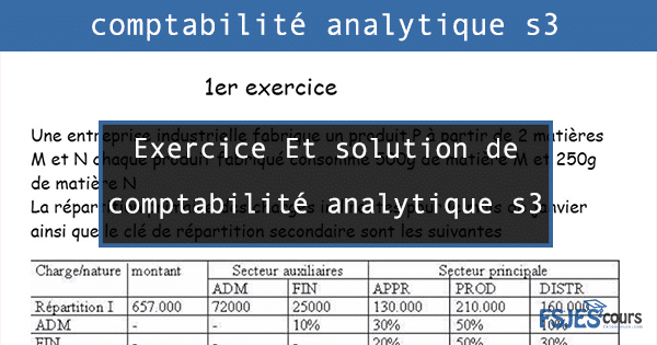 Exercice Et solution de comptabilité analytique s3