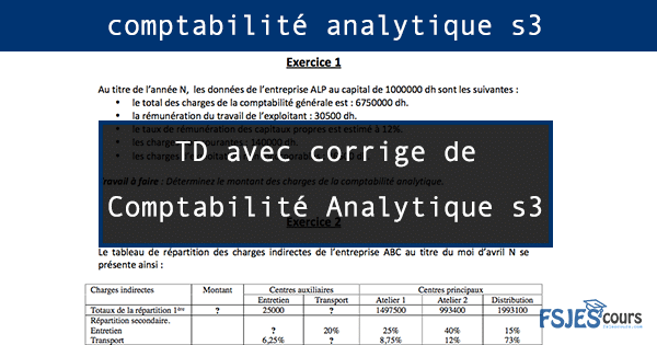 TD avec corrige de Comptabilité Analytique s3 pdf