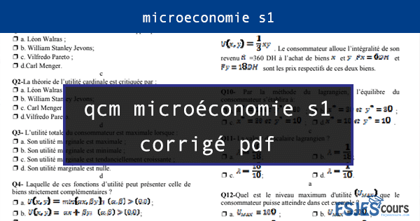 qcm microéconomie s1 corrigé pdf
