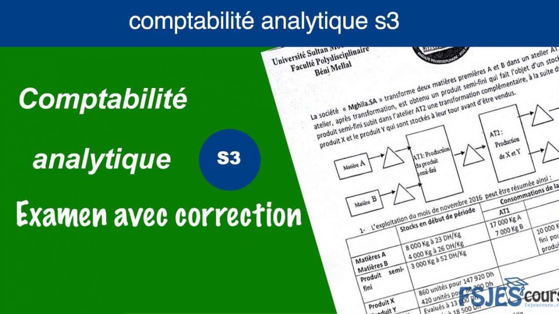 Examen Comptabilité Analytique S3 Avec Corrigé PDF - FSJES Cours